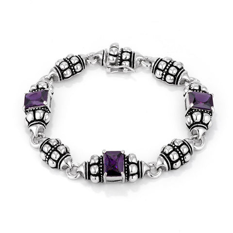 Amethyst Cubic Zirconia Ball Bracelet