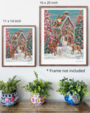 Dreamy Deer Gingerbread House Fine Art Print