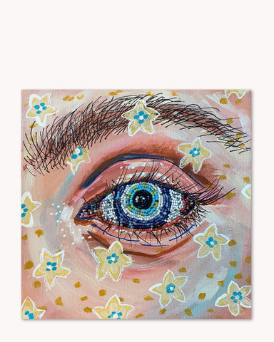 Armageddon Eyes ( original painting / beaded artwork ) - Ocean Monroe