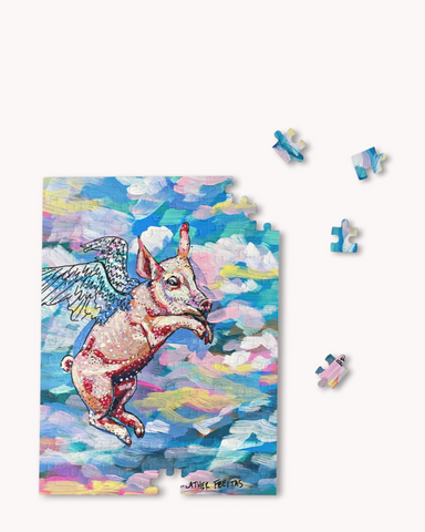 Pastel Flying Pig Fine Art Puzzle - Ocean Monroe