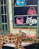 Crazy Cat Lady Club ( Original Painting - Painted Thrifted Painting ) - Ocean Monroe