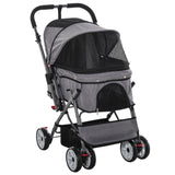 Pet Foldable Travel Carriage Stroller with Reversible Handle
