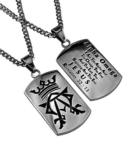 Alpha Omega Dog Tag Necklace