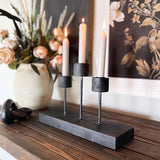 Distressed Black Metal Candle Holder