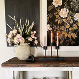 Distressed Black Metal Candle Holder