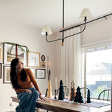 61 Inch Two Shade Linear Iron Pendant