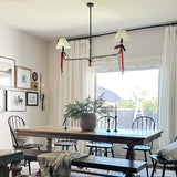 61 Inch Two Shade Linear Iron Pendant