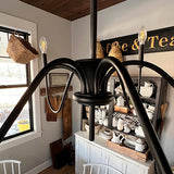 Black Metal 6 Light Candelabra Chandelier