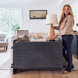 48 Inch Carved Pattern Wood Console Table