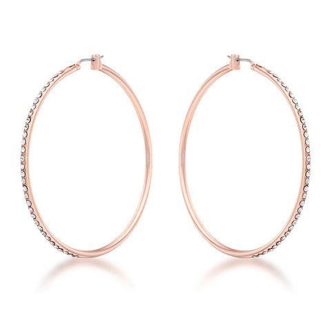Large Rosegold Hoop Earrings with Crystals