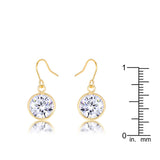 18k Gold Plated Bezel Solitaire Drop Earrings