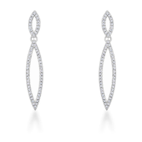 Sara 1.2ct CZ Rhodium Delicate Double Teardrop Drop Earrings