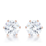 Reign 3.4ct CZ Rose Gold Stainless Steel Stud Earrings