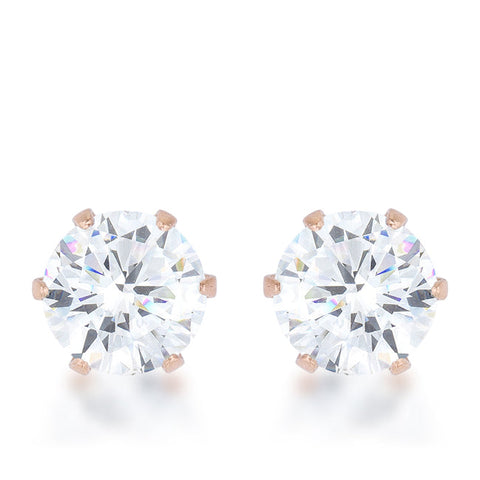 Reign 3.4ct CZ Rose Gold Stainless Steel Stud Earrings