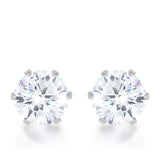 Reign 3.4ct CZ Rhodium Stainless Steel Stud Earrings