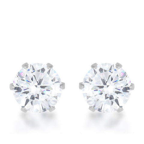 Reign 3.4ct CZ Rhodium Stainless Steel Stud Earrings