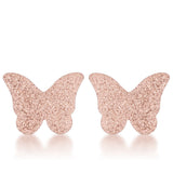 Jess Glittery Butterfly Rose Gold Stud Earrings