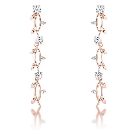 1.1Ct Vine Design Rose Gold Plated Earrings