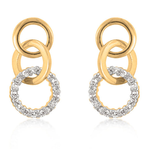 Goldtone Finish Triplet Hooplet Earrings