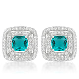 Aqua Halo Stud Earrings