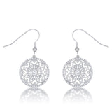 .95 Ct Interlocking Circle Rhodium and CZ Earrings