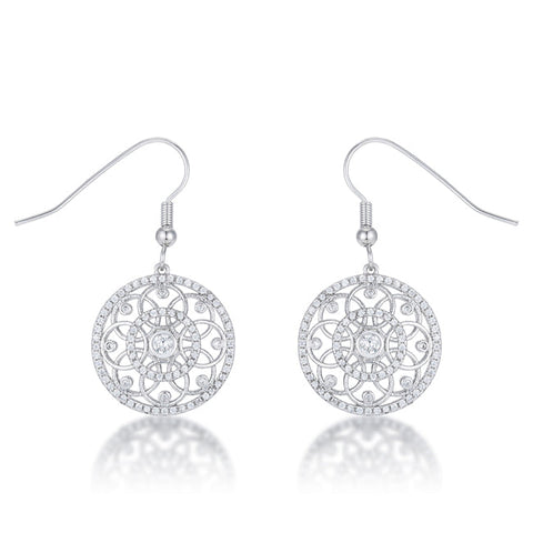 .95 Ct Interlocking Circle Rhodium and CZ Earrings