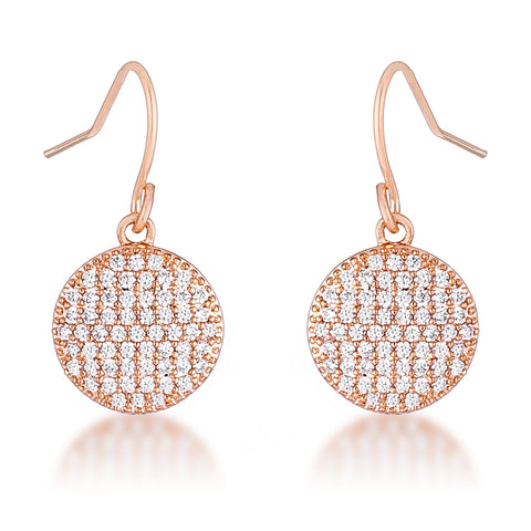 .6 Ct Elegant CZ Rose Gold Plated Disk Earrings