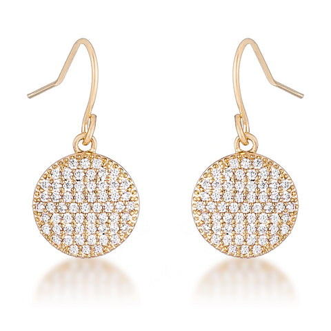 .6 Ct Elegant CZ Gold Plated Disk Earrings