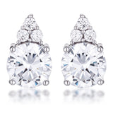 Simple Rhodium Plated 9mm Clear CZ Stud Earring
