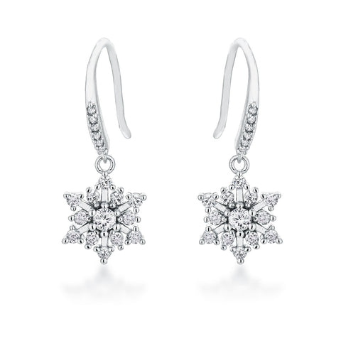 Contemporary Rhodium Plated CZ Earrings