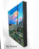 Twilight Sunset Farm - @ sptreuvyn ( Original Painting ) - Ocean Monroe