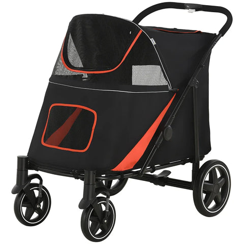 One-Click Foldable Stroller for Large Medium Small Dogs, Pet, Cats with Storage