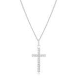 Simple Rhodium Plated Cross Pendant