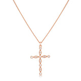 Delicate Vintage Rose Gold Plated Clear CZ Cross Pendant