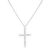 Delicate Vintage Rhodium Plated Clear CZ Cross Pendant