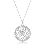 1.4 Ct Rhodium Pendant Necklace with Interlocking Circles and CZ