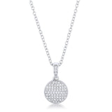Rhodium Necklace with CZ Disk Pendant