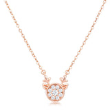 Rose Gold Plated Reversible Sapphire Blue CZ Reindeer Pendant