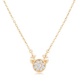 Gold Plated Reversible Champagne CZ Reindeer Pendant