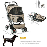 Pet Foldable Travel Carriage Stroller with Reversible Handle
