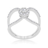 Joyce 0.4ct CZ Rhodium Delicate Floral Wrap Ring
