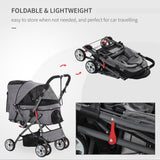 Pet Foldable Travel Carriage Stroller with Reversible Handle