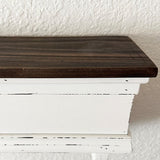 Distressed White Wood Wall Shelf
