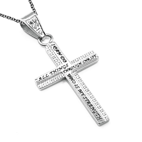 Women's CZ Cable Cross Necklace