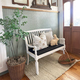 Vintage-Inspired Wooden Bench with Upholstered Seat