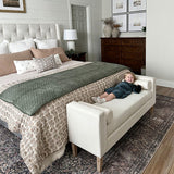 56 Inch Modern Boucle Accent Bench with Round Pillows