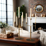 Freestanding Antique Iron Candelabra, Set of Two