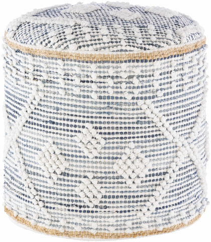 Coombabah Blue and White Cylinder Pouf - Ocean Monroe