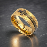 Gold Diamond Back Cross Ring