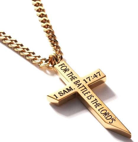 Gold Angle Cross Necklace